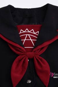 Đồ Nữ Sinh Đen Tay Dài Viền Đỏ Phù Thủy