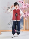 Hanbok Bé Trai Áo Đỏ Đô Quần Xanh