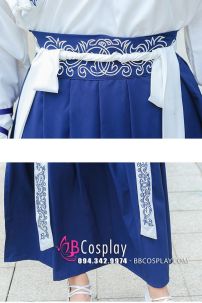 Cặp Hán Phục Áo Trắng Váy Xanh Vai Thêu