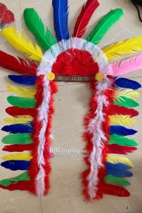 Nón Thổ Dân 7 Màu Có Đuôi Dài