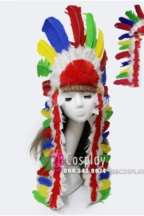 Nón Thổ Dân 7 Màu Có Đuôi Dài