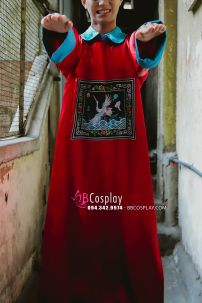 Trang Phục Ma Cương Thi Màu Đỏ - Vải Phi Bóng Hoạ Tiết In