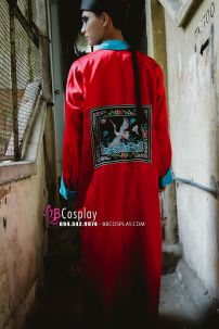 Trang Phục Ma Cương Thi Màu Đỏ - Vải Phi Bóng Hoạ Tiết In