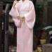 Áo Yukata Hoạ Tiết Hoa Và Quạt Nền Hồng Tặng Kèm Thắt Lưng