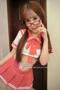 Trang Phục Nữ Sinh Sexy Cực Rẻ Đỏ (Tặng Sịp Dây)