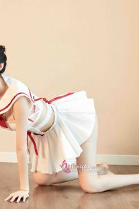 Trang Phục Nữ Sinh Sexy Trắng Phối Viền Đỏ