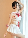 Đồ Nữ Sinh Sexy Trắng Phối Viền Đỏ
