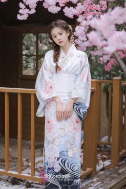 Áo Kimono Yukata Mùa Xuân Tặng Kèm Thắt Lưng