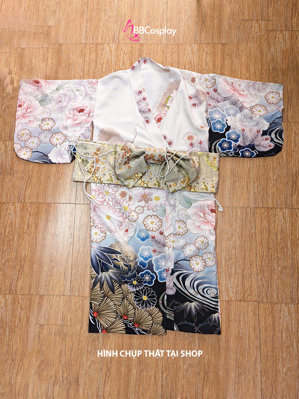 Áo Yukata Mùa Xuân Sóng Nước Vân Hoa