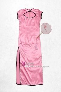 Sườn Xám Phi Lụa Hồng Dài Size S - L