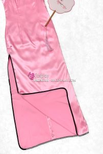 Sườn Xám Phi Lụa Hồng Dài Size S - L