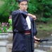 Nagagi Trắng - Haori Đen Kèm Hakama Dạng Váy Có Thắt Lưng Nâu Thắt Sẵn