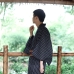 Yukata Nhật Xanh Đen Obi Đỏ Đô Viền Vàng