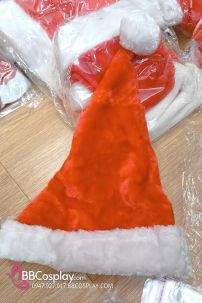 Nón Ông Già Noel Cao Cấp Nhung Dày Đuôi Bông Lớn