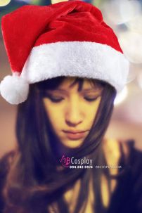 Nón Noel Vải Nhung In Nhũ 