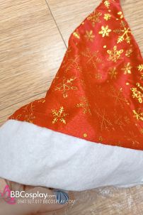 Nón Noel Vải Nhung In Nhũ 