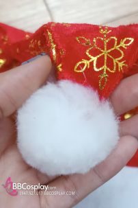 Nón Noel Vải Nhung In Nhũ 