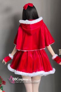 Đồ Noel Dáng Cúp Ngực Có Kèm Choàng Nhỏ Lót Lông Mịn