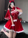 Trang Phục Noel Dáng Cúp Ngực Có Kèm Choàng Nhỏ Lót Lông Mịn