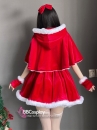 Trang Phục Noel Dáng Cúp Ngực Có Kèm Choàng Nhỏ Lót Lông Mịn