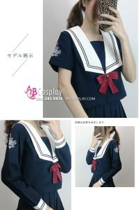 Đầm Nữ Sinh Xanh Đen Cổ Sâu Viền 2 Màu Tay Ngắn