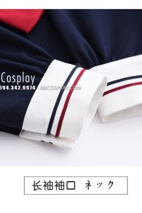 Váy Nữ Sinh Xanh Đen Nơ Đỏ Tay Dài
