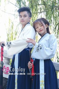 Cặp Hán Phục Trung Quốc Trắng Xanh