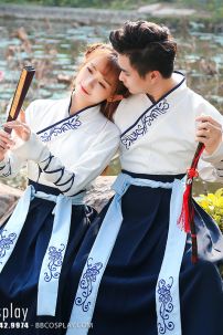 Cặp Hán Phục Trung Quốc Trắng Xanh