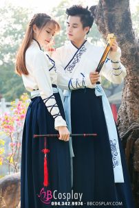 Cặp Hán Phục Trung Quốc Trắng Xanh