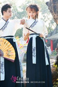 Cặp Hán Phục Trung Quốc Trắng Xanh