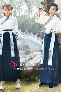 Cặp Hán Phục Trung Quốc Trắng Xanh