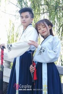 Cặp Hán Phục Trung Quốc Trắng Xanh