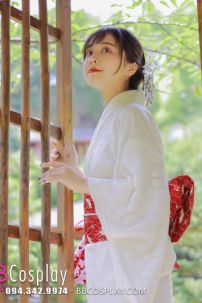 Yukata Trắng Kem Xuân Hạ
