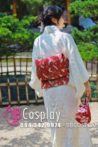 Yukata Trắng Kem Xuân Hạ