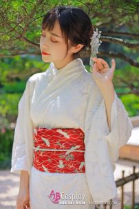 Yukata Trắng Kem Xuân Hạ