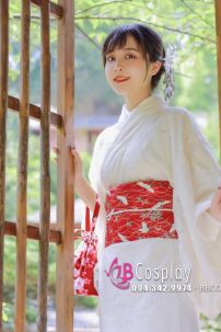 Yukata Trắng Kem Xuân Hạ