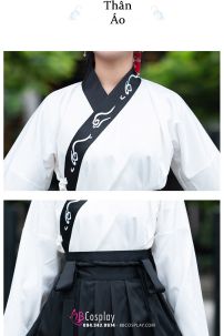 Hán Phục Áo Trắng Váy Đen Thêu