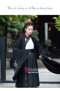 Hán Phục Áo Trắng Váy Đen Thêu