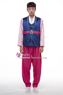 Hanbok Nam Áo Xanh Quần Hồng
