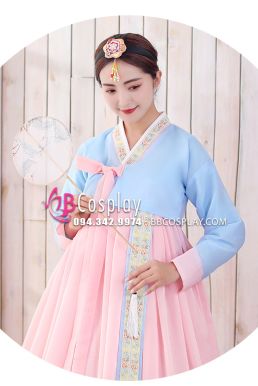 Hanbok Truyền Thống Hàn Quốc Nữ Váy Hồng Phấn