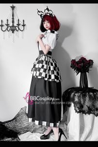 Trang Phục Hề Nữ Trắng Đen Caro