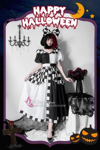 Trang Phục Hề Nữ Trắng Đen Caro