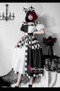 Trang Phục Hề Nữ Trắng Đen Caro