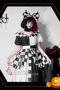 Trang Phục Hề Nữ Trắng Đen Caro