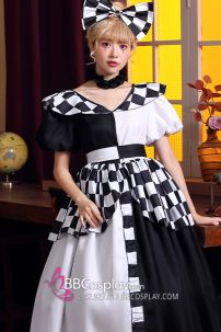 Trang Phục Hề Nữ Trắng Đen Caro