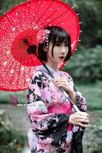 Yukata Đen Tím Hoa Hồng