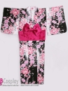 Yukata Đen Tím Hoa Hồng