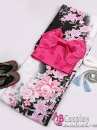 Yukata Đen Tím Hoa Hồng
