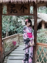 Yukata Đen Tím Hoa Hồng