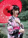 Yukata Đen Tím Hoa Hồng